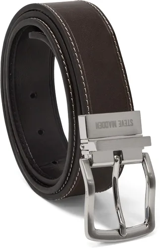 Vista 8 de Steve Madden Cinturón de cuero reversible para hombre, casual, para todos los días Marrón/Negro