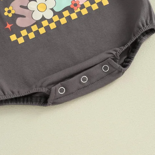 Vista 5 de Mameluco de manga corta para bebé recién nacido, niña y niño, con estampado de letras