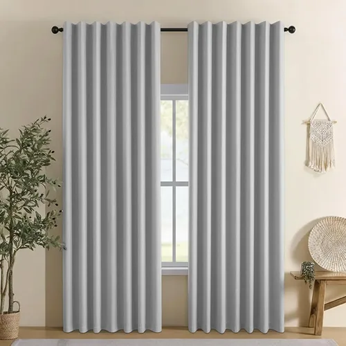 Vista 13 de Cortinas opacas 100% de lino para dormitorio, cortinas para oscurecer la habitación con pestaña trasera/bolsillo para barra, cortinas opacas