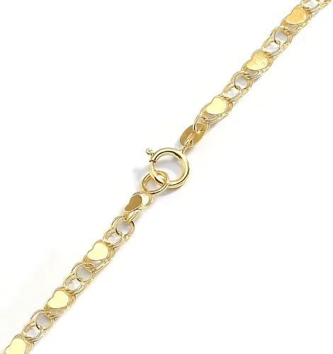 Vista 4 de Pulsera y tobillera con forma de corazón oro fino de 10ct (0,14") para mujer y niña