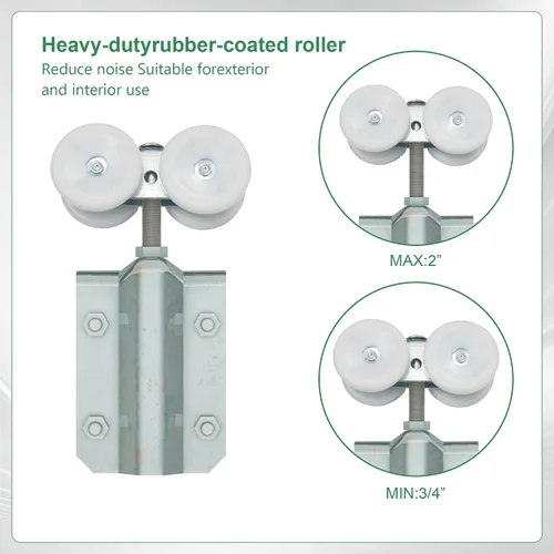 Vista 3 de DIYHD Herrajes para Puerta Corredera Doble Exterior de Granero de Acero Galvanizado de 8 Pies, Kit de Riel de Caja de Montaje en Pared de Servicio