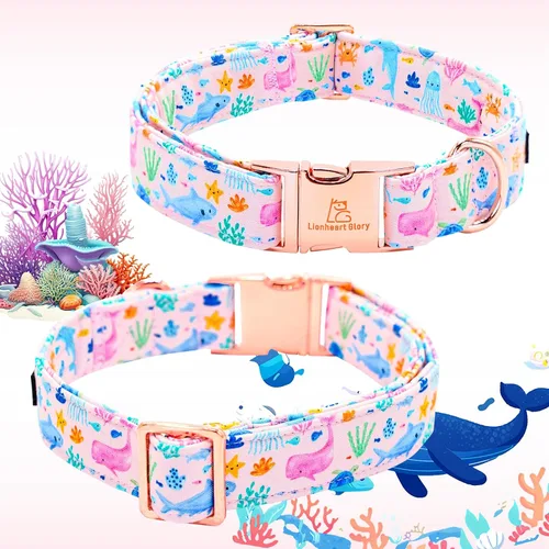 Vista 24 de Collar de perro Lionheart Glory, collar de perro rosa con flor, lindo collar para mascotas con patrón floral ajustable para perros pequeños Rosado