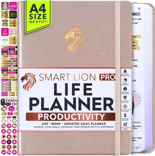 Vista 11 de Life Planner - Agenda diaria, semanal y mensual sin fecha con sección de presupuesto, un viaje de 12 meses para aumentar la productividad