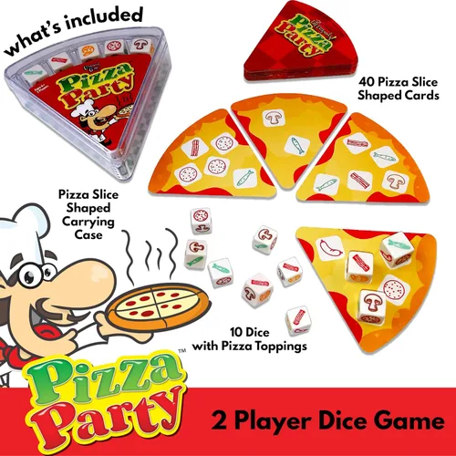 Vista 2 de University Games, Juego de dados de fiesta de pizza, juego de dados para niños y familias, a partir de 6 años