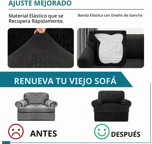 Vista 5 de 2 Fundas para Sillas de Cojín en T con Brazos Súper Elásticas Funda Deslizable para Silla de Sala de Estar para Mascotas y Perros Funda Deslizable