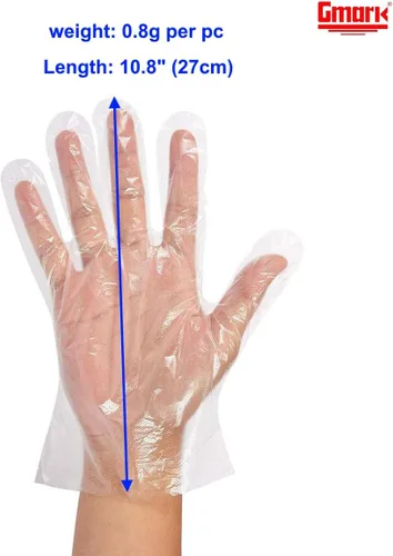 Vista 3 de Gmark Disposable Gloves, 500 Count, 100% Virgin LDPE, Safe for Food Handling, Hair Dressing and all kinds of cleaning purposes. GM1070A
