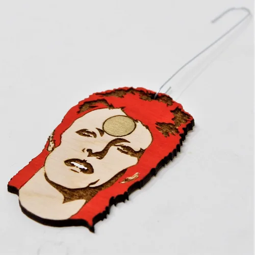 Vista 3 de Adorno navideño Rockstar Ziggy Starman Espejo retrovisor colgante