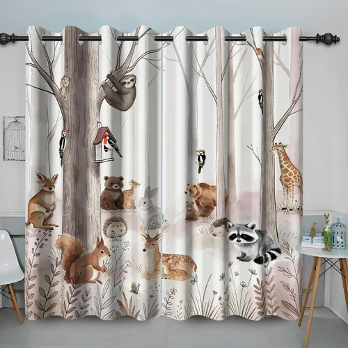Vista 7 de Cortina opaca con diseño de dibujos animados para niños, diseño de luna, estrellas, planetas, cortinas de oscurecimiento con ojales inoxidables Azul