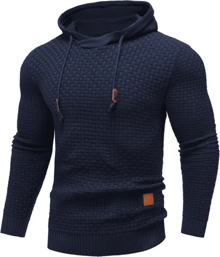 Vista 22 de COOFANDY Sudadera con capucha para hombre, casual, de manga larga, con cordón, de punto gofre, ajustada
