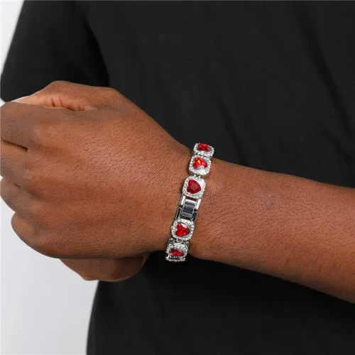 Vista 5 de Apzzic Cadena de tenis cuadrada de 0.512in, micropavé, circonita cúbica, 1 fila de diamantes Hip Hop joyería para hombres y mujeres