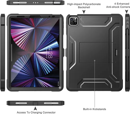 Vista 6 de Soke Funda para iPad Pro de 11 pulgadas 2022/2021/2020/2018/iPad Air de 5ª/4ª generación, protector de pantalla integrado - Compatible con carga