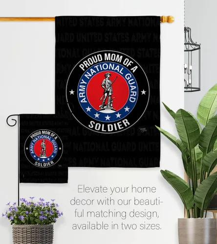 Vista 8 de Bandera de jardín con texto en inglés «Army Proud Mom Soldier» – Guardia Nacional de las Fuerzas Armadas ANG veterano militar estadounidense