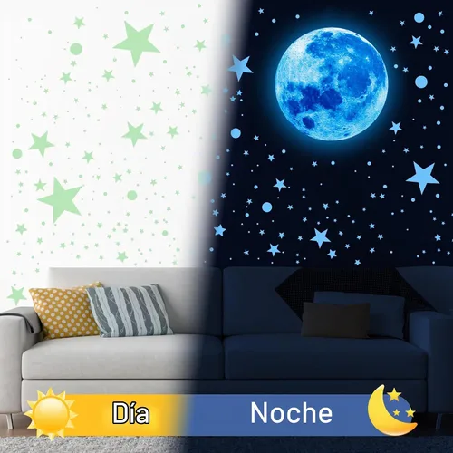Vista 4 de 492 calcomanías de pared que brillan en la oscuridad para Celing Glow Moon