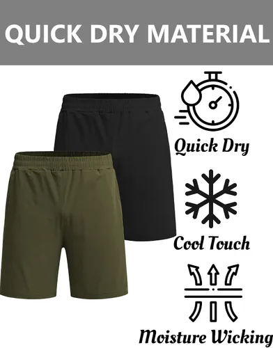 Vista 4 de COOFANDY Pantalones cortos de entrenamiento de gimnasio para hombre de 7 pulgadas, paquete de 2 pantalones cortos deportivos de secado rápido