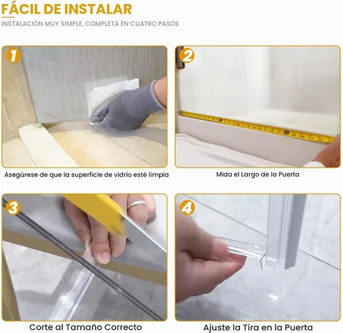 Vista 7 de Tira de sellado inferior de puerta de vidrio para ducha de baño, 2 tiras de sellado de PVC transparente de 36 pulgadas de largo para panel de puerta