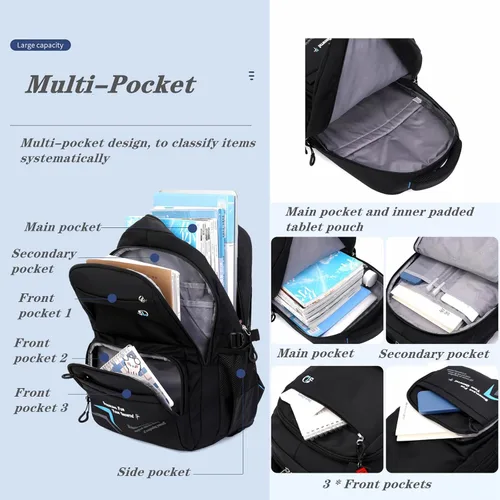 Vista 5 de Mochilas con ruedas para adolescentes y niños, bolsas escolares para libros de primaria, C-2 Ruedas-gris