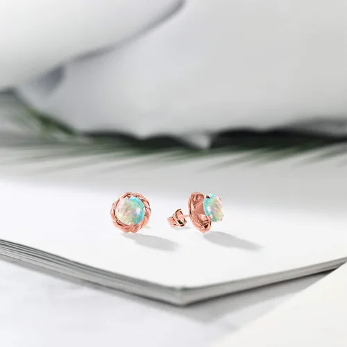 Vista 57 de Gem Stone King Aretes de plata de ley 925 de 0.236 in con piedra natal redonda para mujer