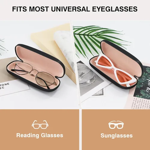 Vista 2 de Marvolia Estuche rígido para gafas de sol, funda de piel sintética para gafas de sol con paño de limpieza