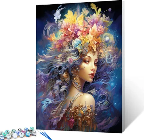 Vista 17 de Tucocoo Flower Woman - Pintura por números para adultos, kits de pintura al óleo digital sobre lienzo con pinceles y pigmento acrílico, hermosas
