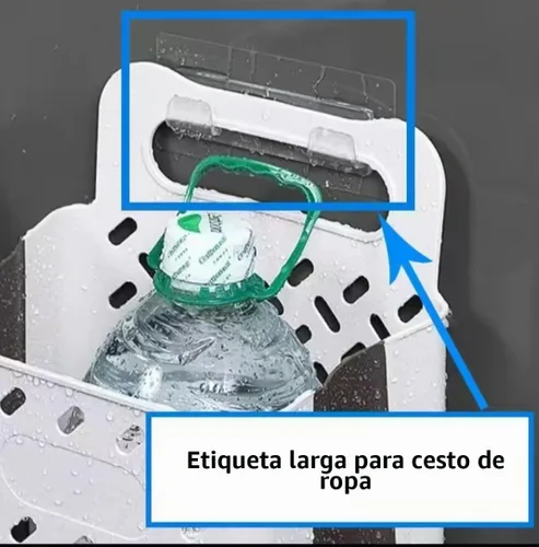 Vista 2 de 4 calcomanías adhesivas de repuesto para cesta de metal plana, ganchos autoadhesivos para cesta de lavandería montada en la pared, estante