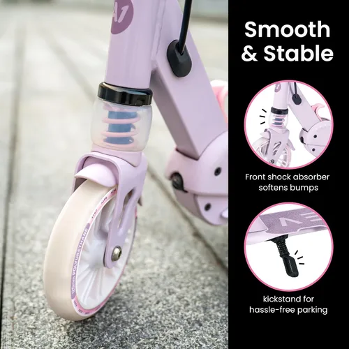 Vista 3 de AERO MOBILITY Two-Wheel Kick Scooter for Kids 5-8 with Dynamic RGB Lights Púrpura/Rosado