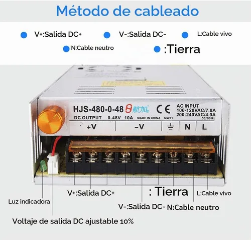 Vista 4 de Convertidor de voltaje de corriente CC ajustable AC 110V-220V a DC 0-48V 10A