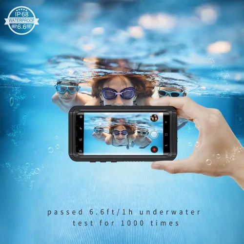Vista 4 de Lanhiem Funda para teléfono Samsung Galaxy S9, IP68 impermeable a prueba de polvo con protector de pantalla incorporado, carcasa protectora a prueba