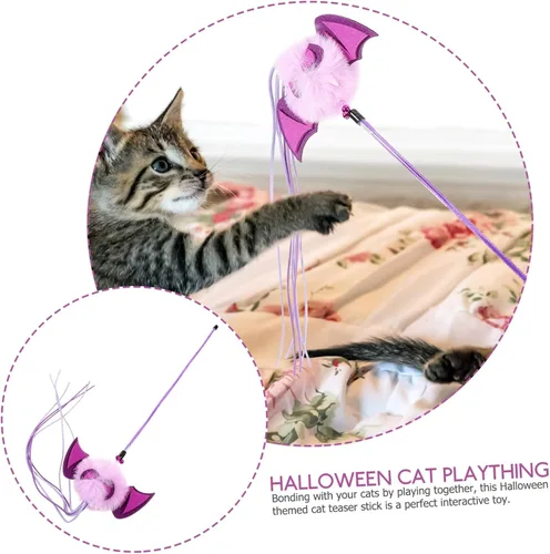 Vista 5 de balacoo Juguetes interactivos para gatos de Halloween, juguetes interactivos para gatos, juguetes para gatos, varita teaser para gatos, segura