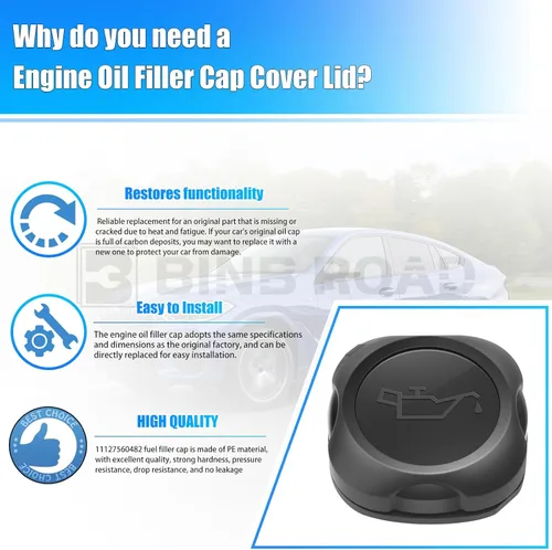 Vista 2 de Tapa de llenado de aceite de motor compatible con BMW 128i 328xi 335i 528i 535i 740i X1 X3 E90 E91 E92 E83 (Reemplaza a 11127560482)
