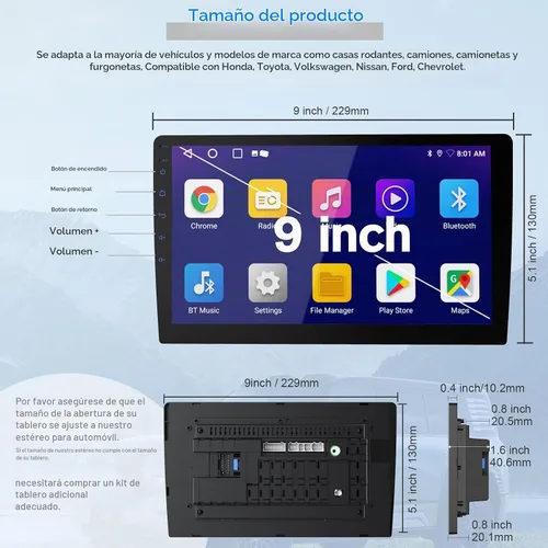 Vista 2 de Haudio Estéreo de auto de doble DIN de 9 pulgadas, radio con pantalla táctil Android 13 con Apple CarPlay inalámbrico y Android Auto, 2GB+64GB