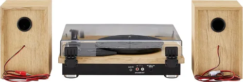 Vista 5 de Crosley CR6043A-NA Brio Sistema de estante giratorio Bluetooth con altavoces incluidos, natural