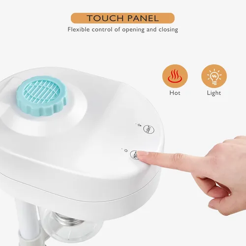 Vista 4 de Fitnessclub 2 en 1 vapor facial 5x LED lámpara de aumento caliente ozono salón de belleza equipo facial para hidratación, blanco