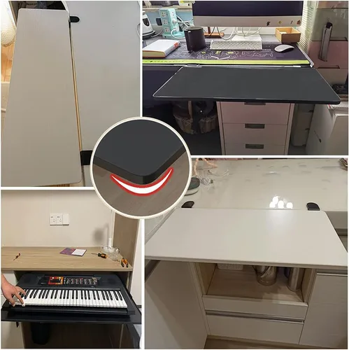 Vista 4 de Y&J Extensor de escritorio grande con abrazadera, bandeja de teclado sin perforaciones, soporte de brazo mesas plegables fáciles de limpiar