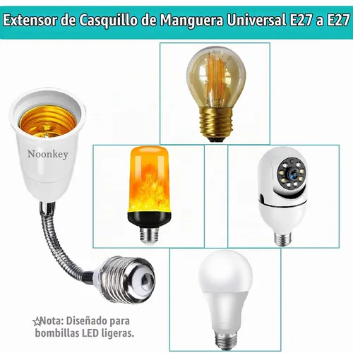 Vista 5 de Noonkey Extensor de enchufe de luz [2 unidades], cuello flexible ajustable de 360 grados, adaptador de extensión de 7.5 in/7.5 pulgadas, compatible
