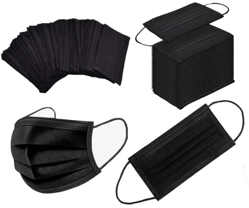 Vista 3 de NNPCBT 100 unidades de mascarillas desechables negras de 3 capas con filtro de protección