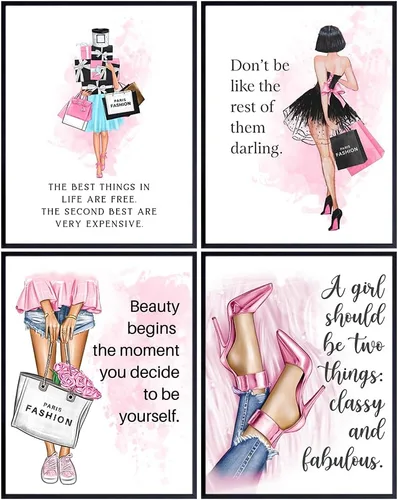 Vista 8 de Regalos inspiradores de aliento para mujeres, adolescentes y niñas – Arte de pared de diseñador glamoroso – Decoración de pared con citas positivas