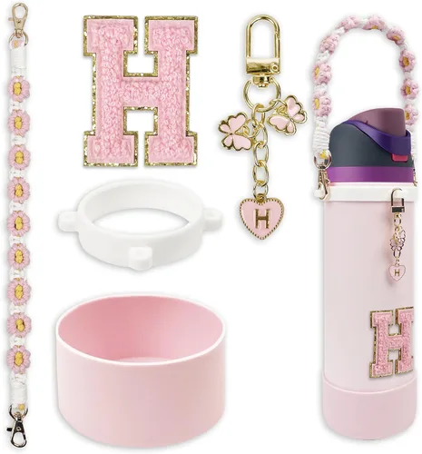 Vista 35 de SITKOL Juego de Monogramas Bonitos de Silicona Compatible con Botella de Agua Owala 24 oz, 32 oz, 40 oz - Accesorios Perfectos con la Letra Owala