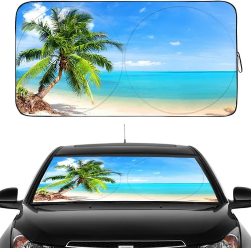 Vista 12 de Gven Parasol para Parabrisas de Coche, Parasol de Coche de Diseño Artístico Plegable, Parabrisas con Visor Solar Reflectante de Calor para Verano