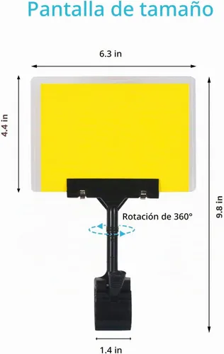 Vista 7 de 5 soportes de plástico ajustables POP para letreros de plástico, clips de exhibición de doble cabeza estilo clip, letrero de reutilización