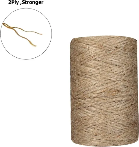 Vista 2 de Cordel de yute de 984 pies (0.039 in), cuerda fina natural para manualidades, jardinería, jardín, plantas, envoltura de regalos, decoración