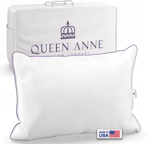 Vista 9 de Queen Anne Almohada de lujo con 25 % plumón + 75 % plumas, almohada de mezcla de plumas de ganso y pato para dormir, de espalda, de lado, boca abajo