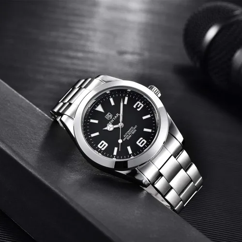 Vista 4 de CEYADG BANYAR - Reloj de pulsera analógico para hombre, mecánico y automático, con pulsera de acero inoxidable