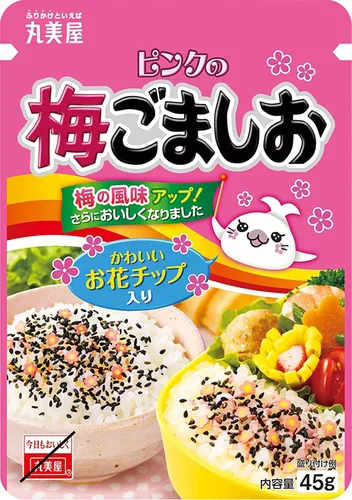 Vista 3 de 「Ume Goma Shio」 Furikake de sésamo y sal de ciruela rosa, 1.4 onzas, 3 piezas, rociado japonés sobre arroz Ninjapo™ Japón
