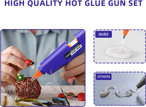 Vista 4 de Hot Glue Gun Kit Mini: Mini Hot Glue Guns Kit with 30 Sticks Melt Glue Gun Craft for Kids School DIY Arts Home Quick Repairs Blue