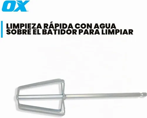 Vista 4 de OX Tools Mezclador de barro para yeso - Mezclador de compuesto de juntas de mezcla rápida con construcción de acero, se adapta a conexión rápida