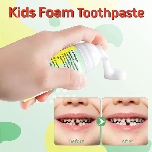 Vista 8 de Pasta de dientes de espuma para niños, 4 paquetes de pasta de dientes de espuma para cepillo de dientes eléctrico en forma de U, pasta de dientes