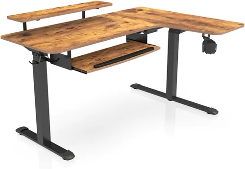 Vista 22 de EUREKA ERGONOMIC Escritorio eléctrico de pie en forma de L de 55 pulgadas, escritorio para juegos de computadora de altura ajustable con bandeja