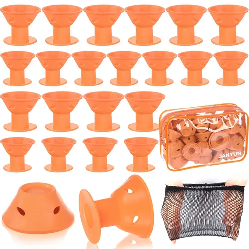 Vista 9 de JANYUN 40 rodillos de pelo mágicos rosados incluyen 20 rizadores de silicona grandes y 20 rizadores de silicona pequeños Overnight Include 20pcs