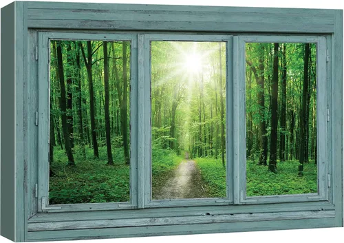 Vista 27 de Cuadro decorativo con diseño de ventana moderna blanca con vista, de la marca Wall26®