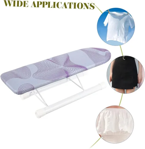 Vista 9 de Hemobllo Tabla de planchar de manga compacta con base antideslizante, alfombrilla de planchar portátil para ropa pequeña y mangas, cubierta
